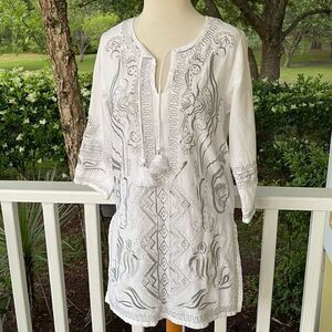 Gretchen Scott Silver Embroidered Dress